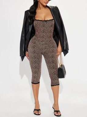 Fashion Nova Brown Leopard Jumpsuit